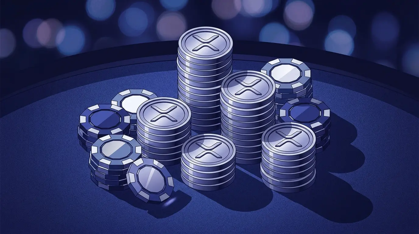 Ripple-kolikot ja pelimerkit kasinopoydalla